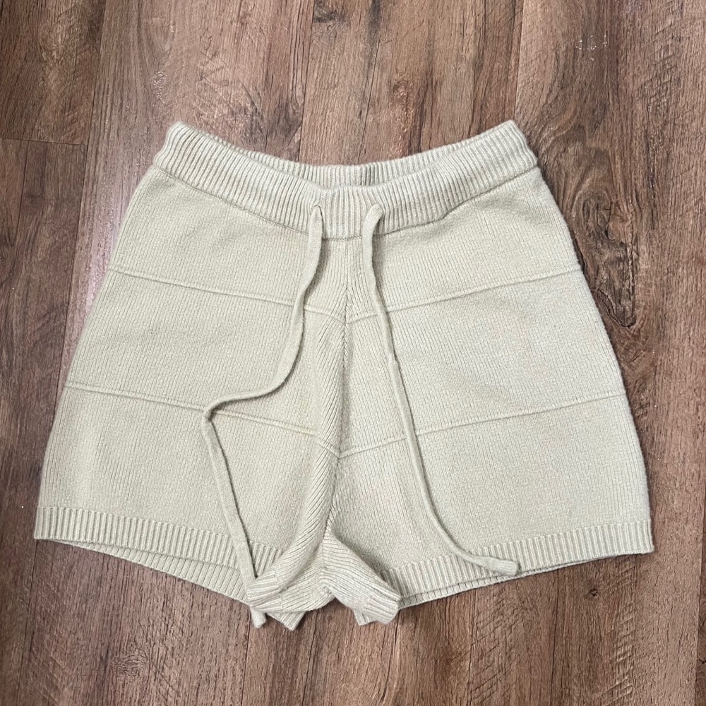 SOLAI Knit Shorts Womens‎ Size S Drawstring Waist Casual Lounge Green